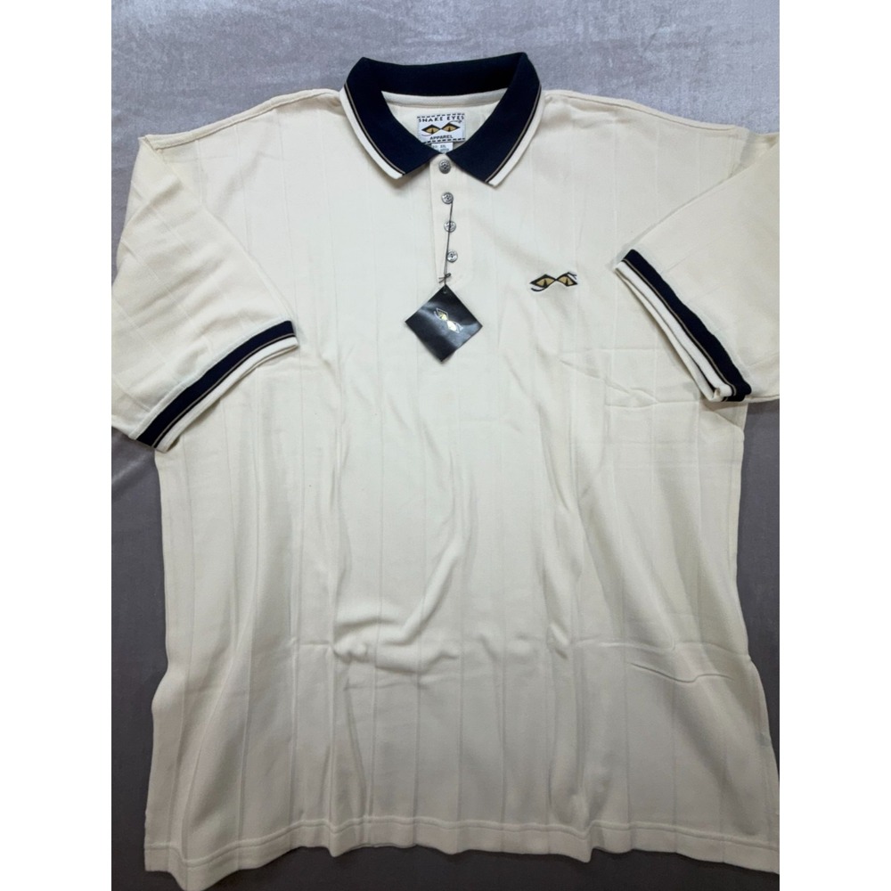 NWT Snake Eyes Apparel Golf Polo Shirt Beige Blue‎ Size XXL